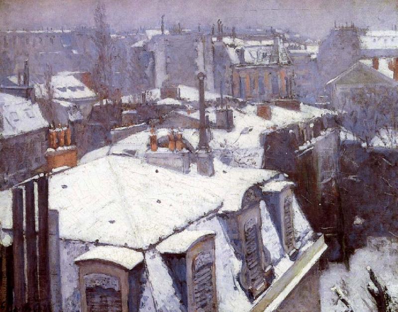 Gustave Caillebotte Snow-covered roofs in Paris